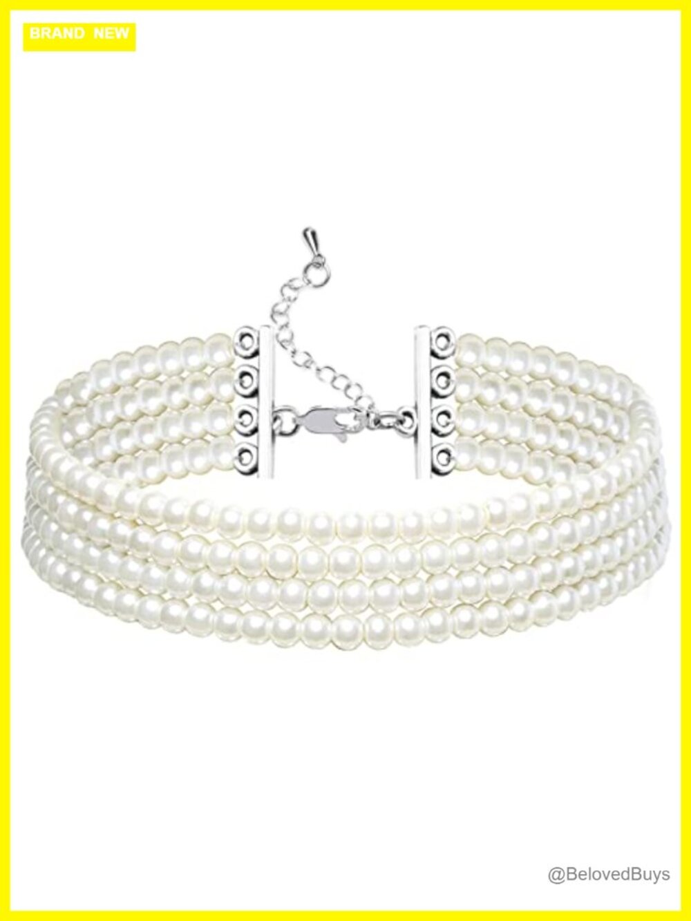 Multi Strand Faux Pearl Choker Necklace 13 Inch 1920s Gatsby Style